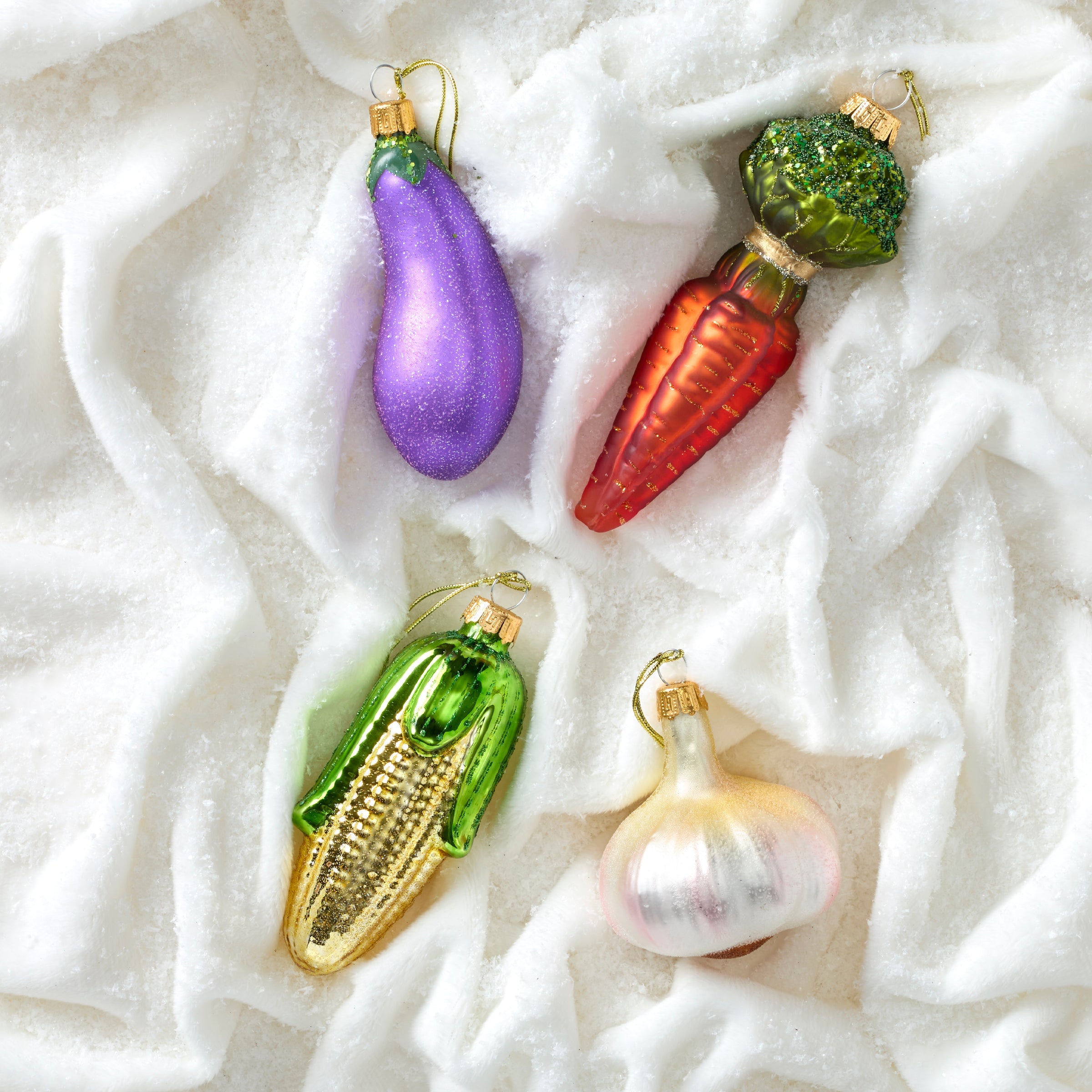 Alternative view of Blown Glass Eggplant Ornament
