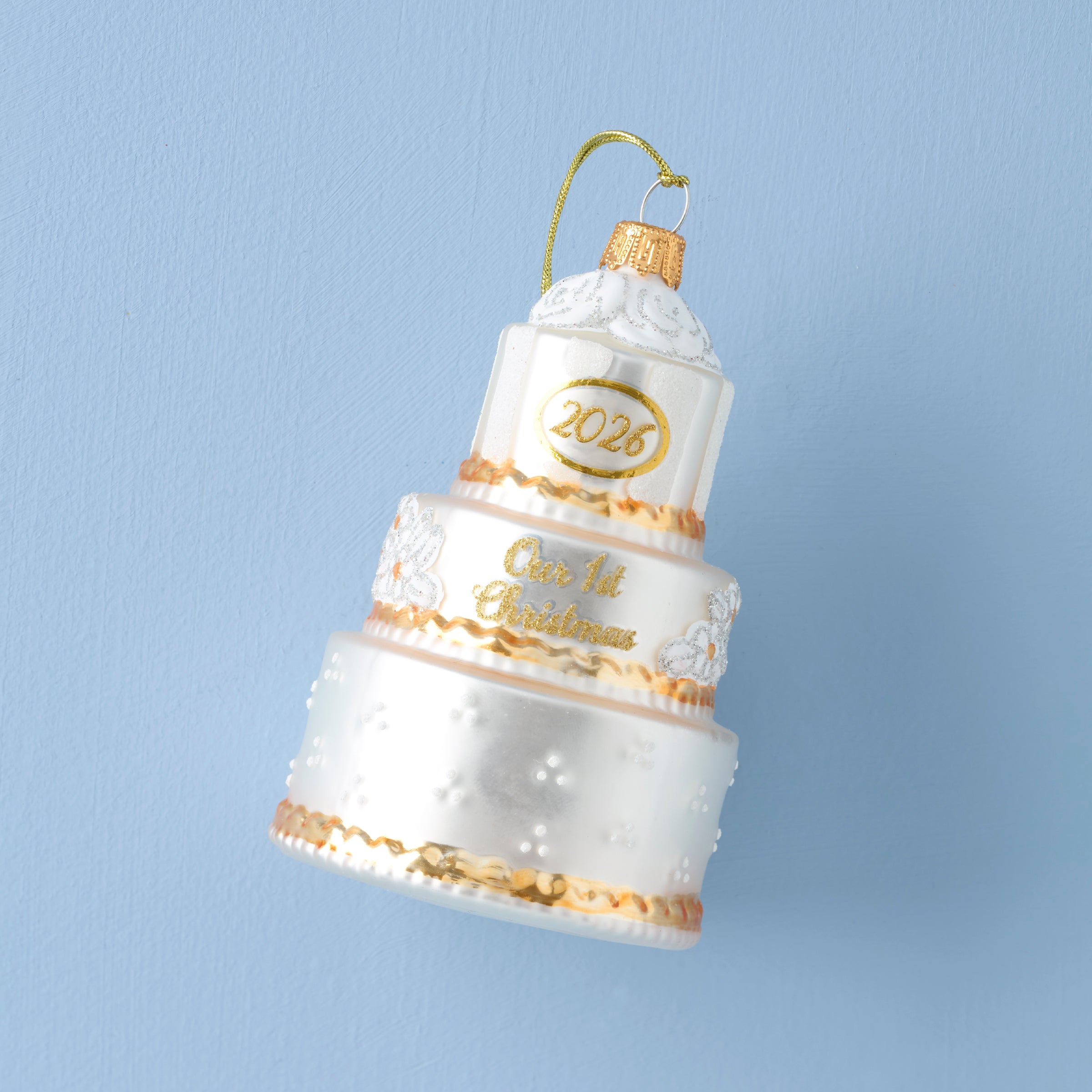 2026 Retro Blown Glass Our 1st Christmas Wedding Ornament