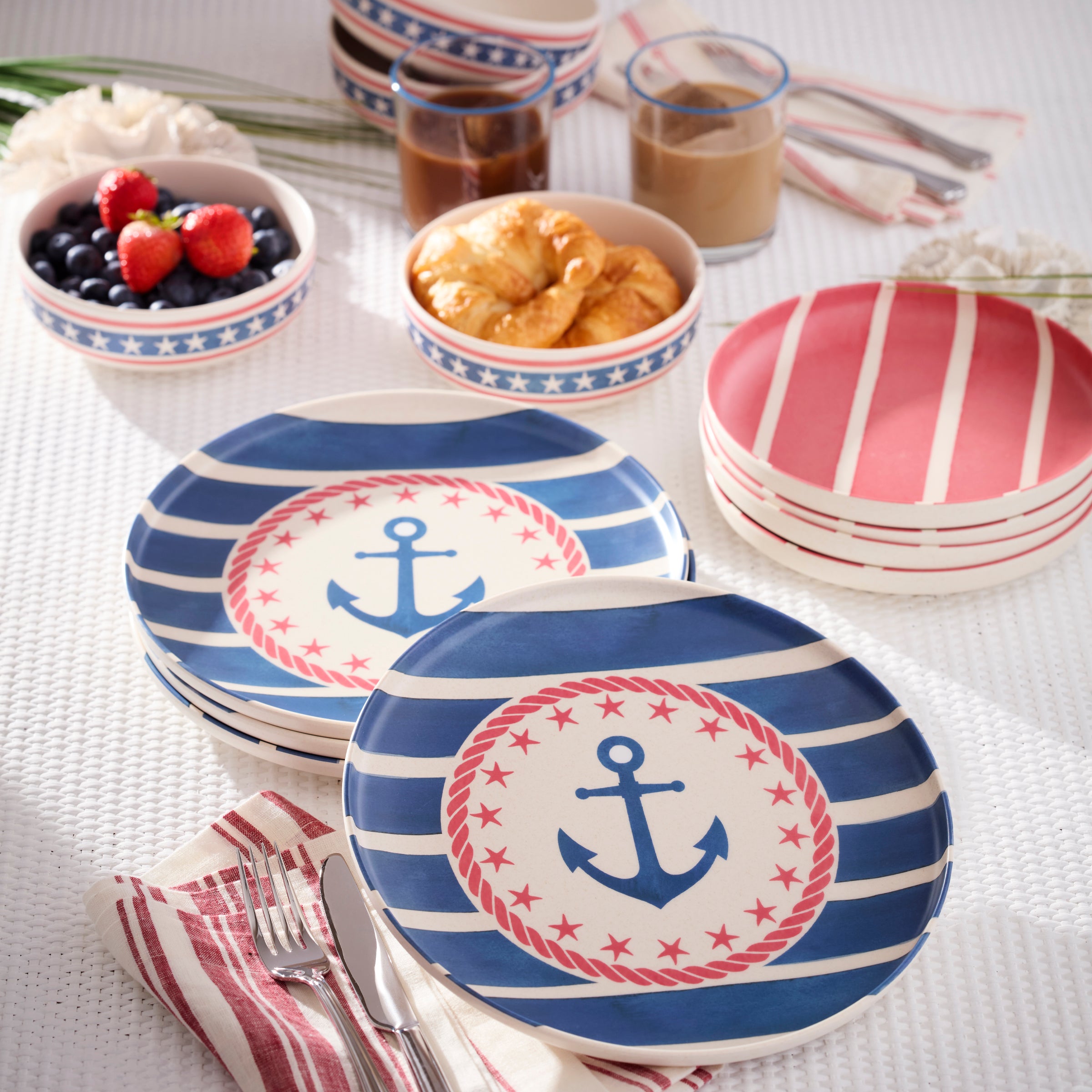 Alternative view of 24 Seven Melamine Nautical 18 Piece Dinnerware Set