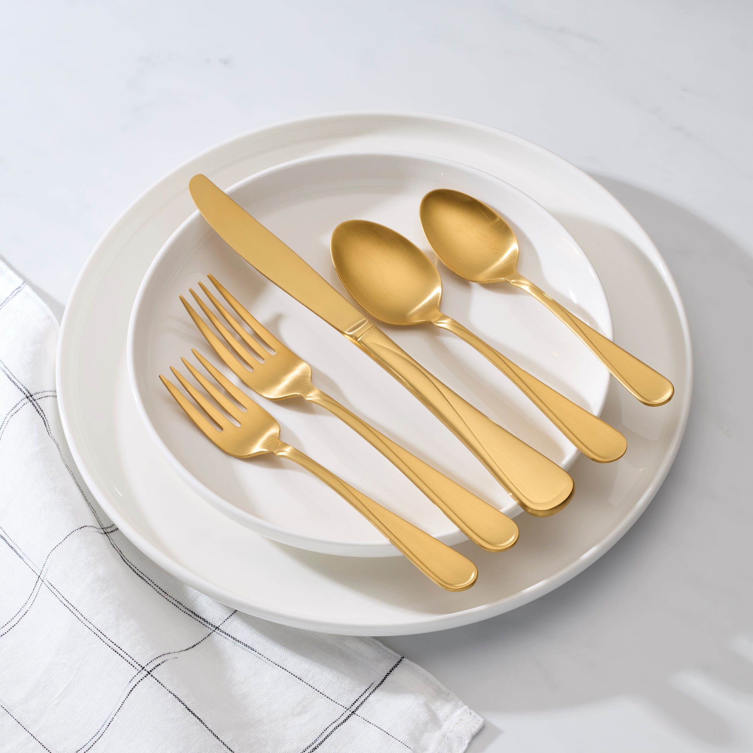 Flight Gold Satin 20 Piece Flatware Set - Image 3