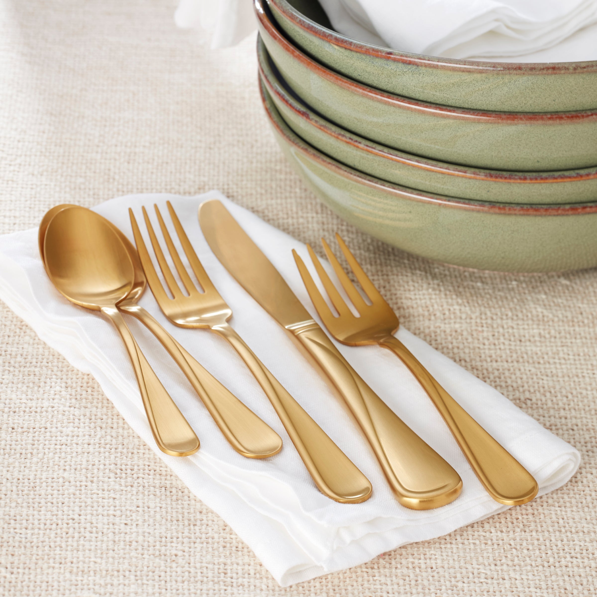 Flight Gold Satin 20 Piece Flatware Set - Image 4