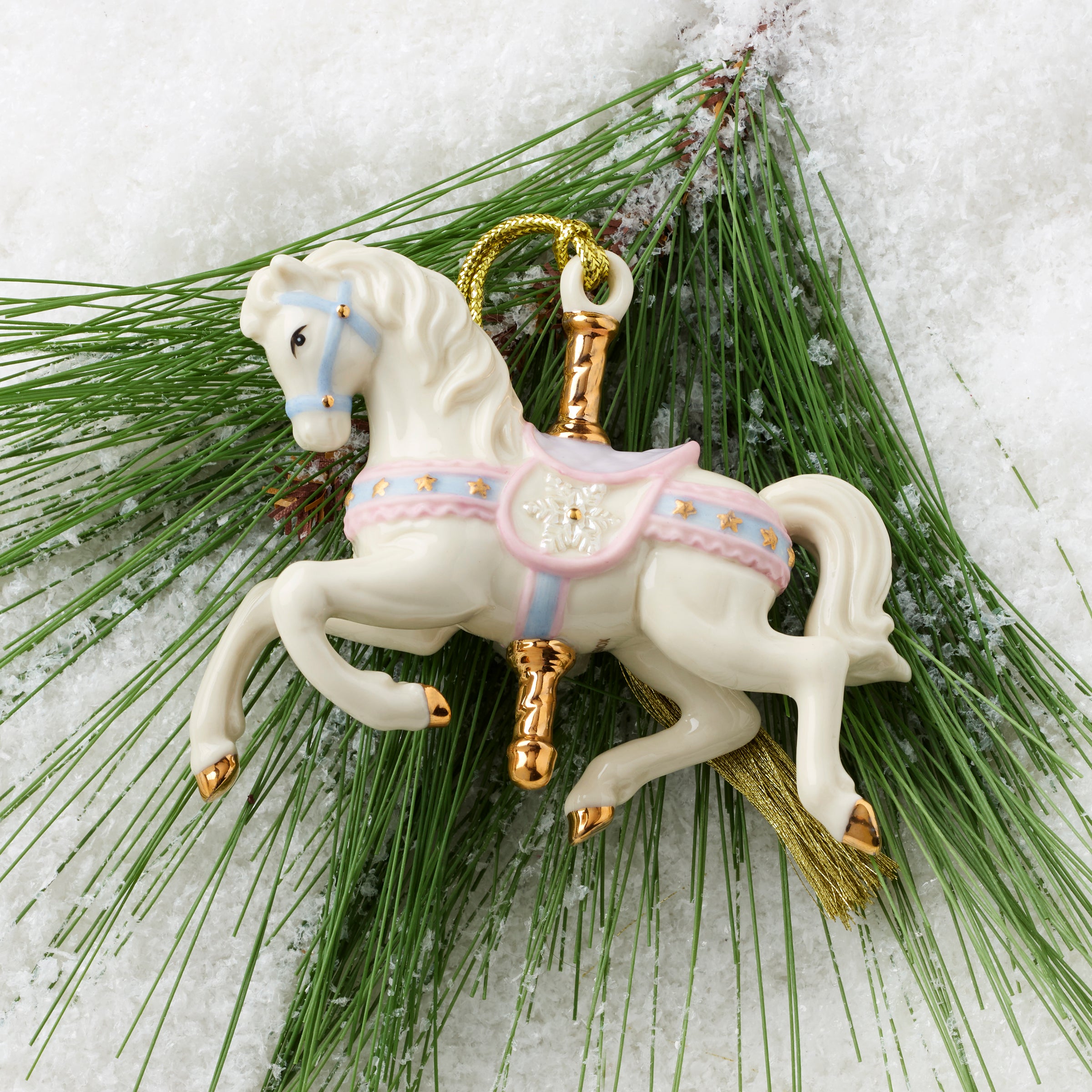 Snowflake Carousel Horse Ornament - Image 3