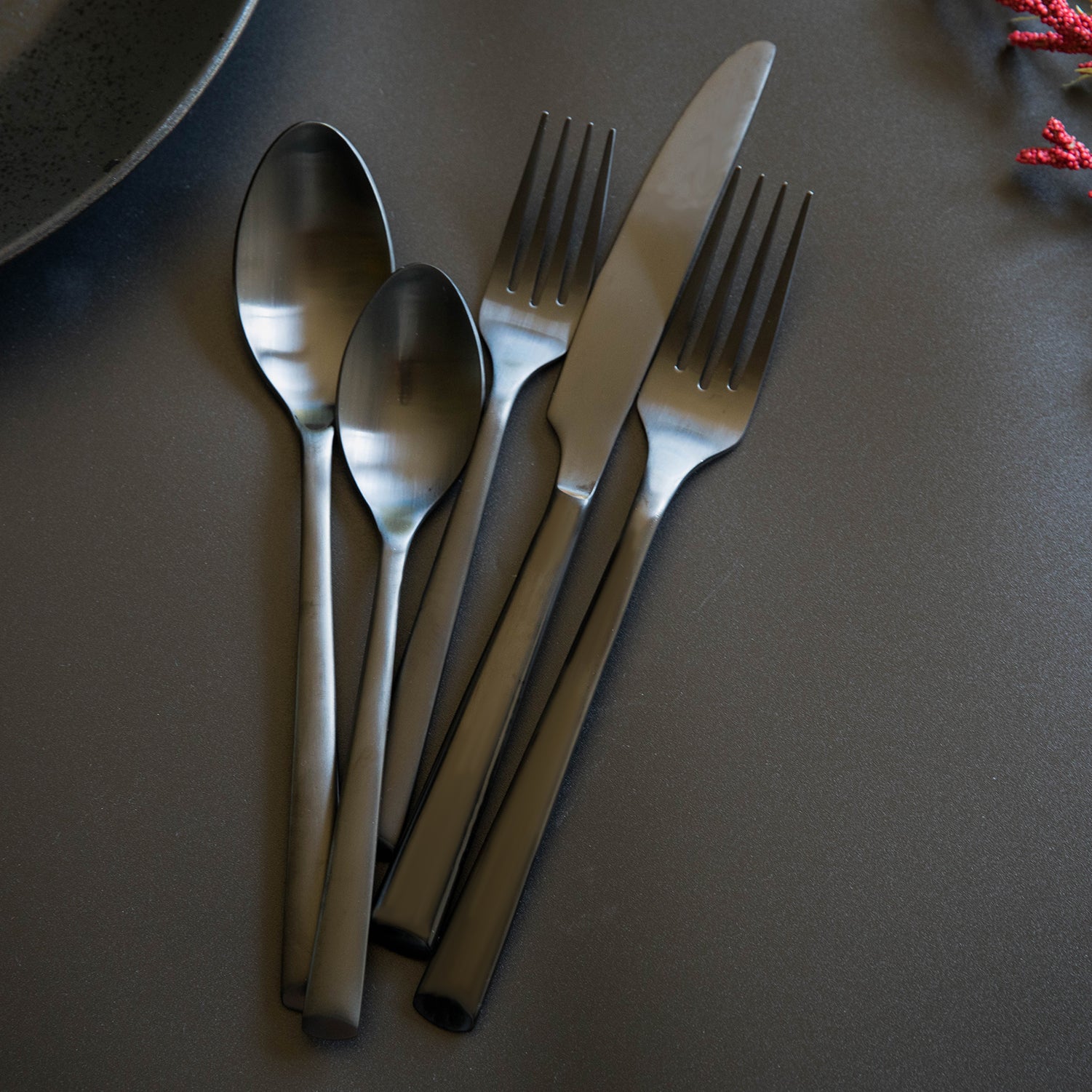 Alternative view of Gilda Black Satin 20 Piece Flatware Set