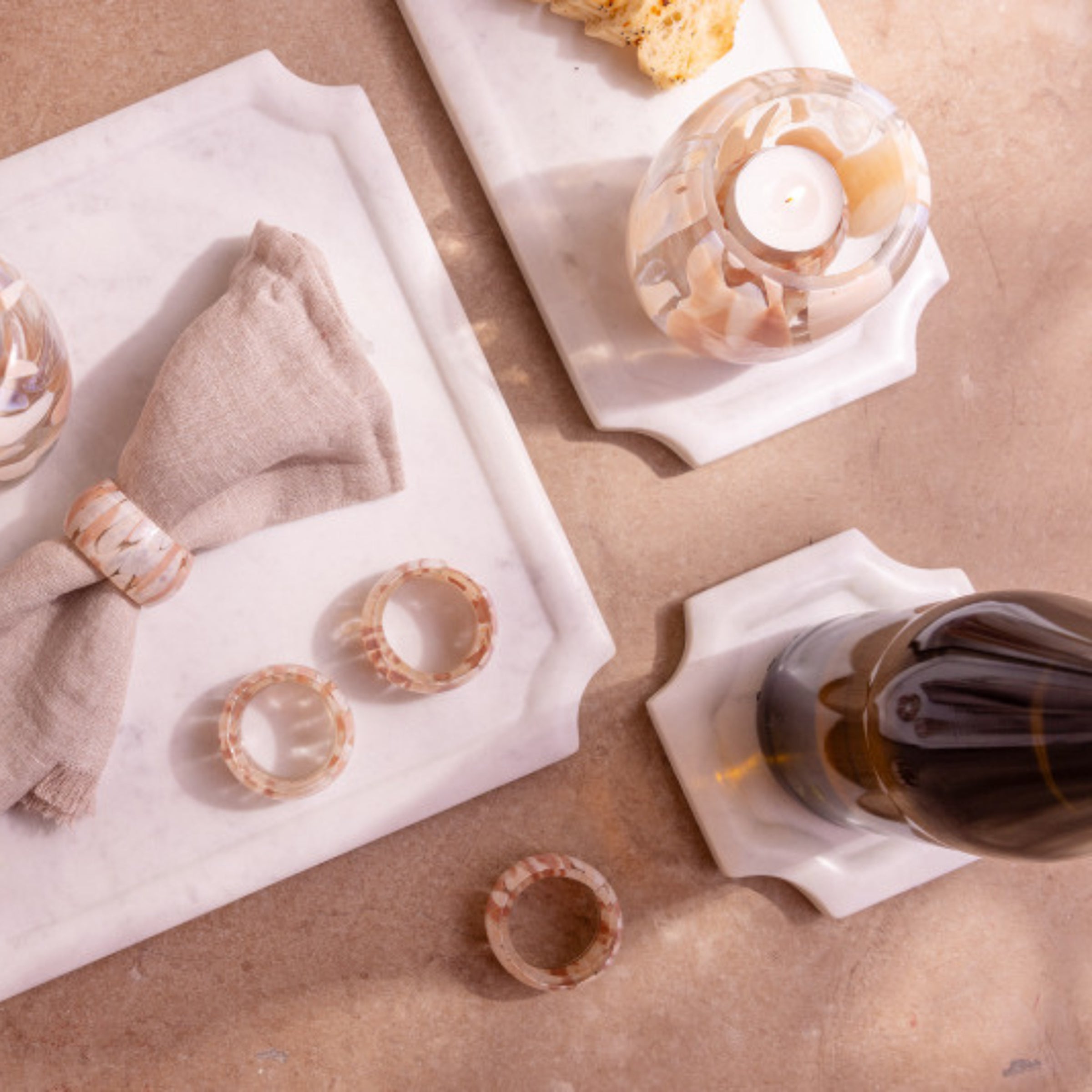 Alternative view of White Marble Serving Board, Rectangle