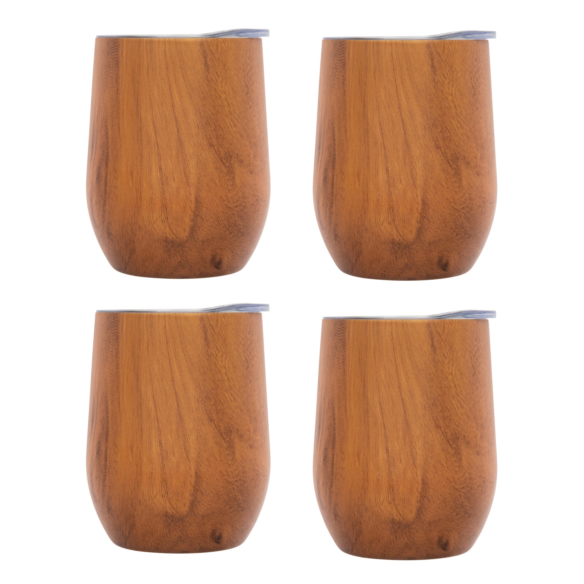 Insulated Woodgrain Wine Tumblers   Set Of 4