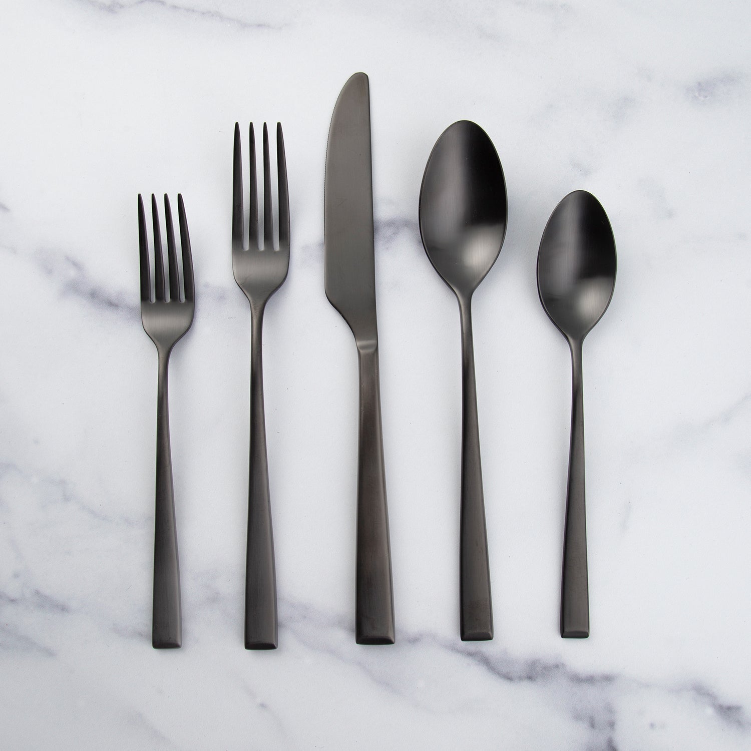 Marlise Black Satin 20 Piece Flatware Set
