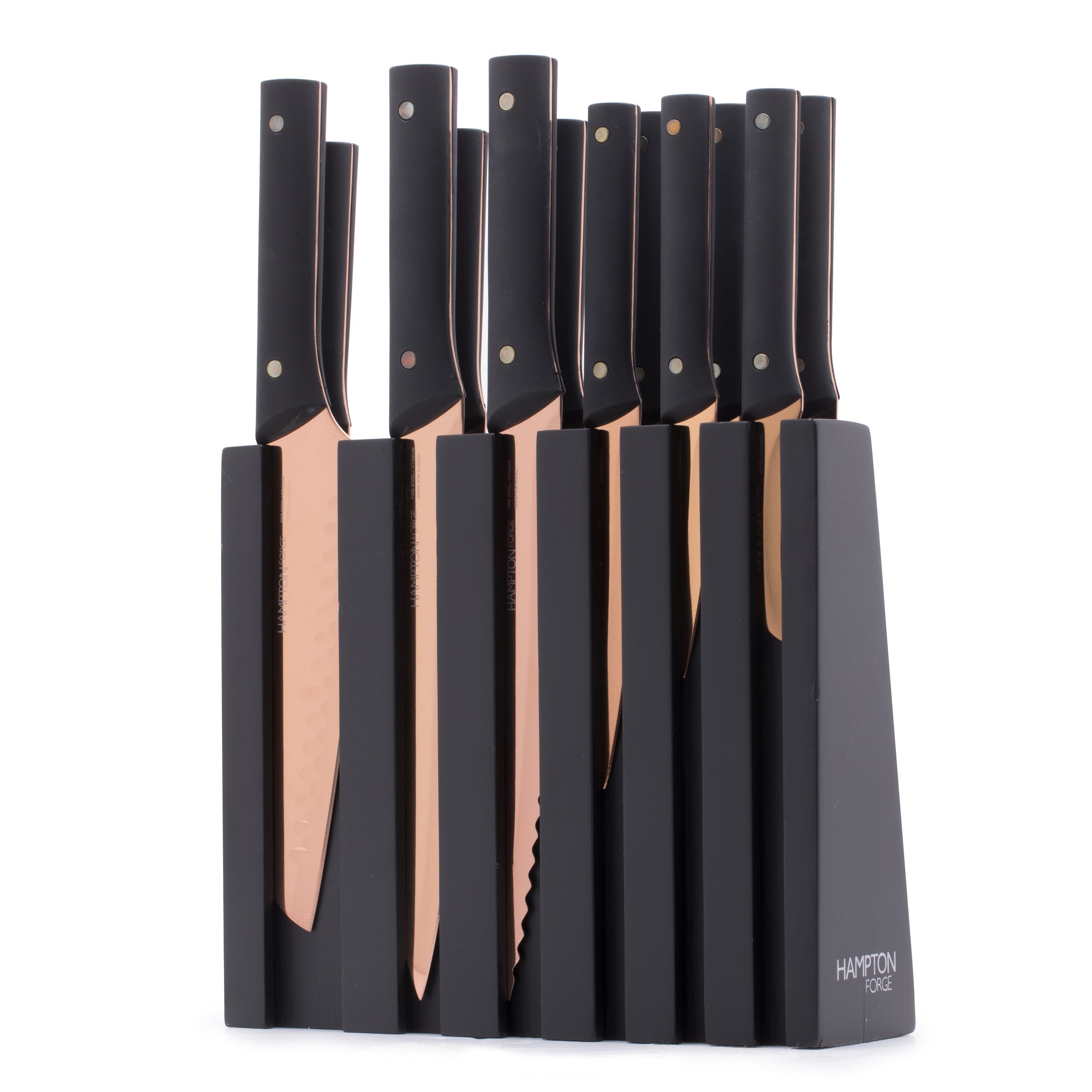 Knight 13 Piece Cutlery Block Set Copper