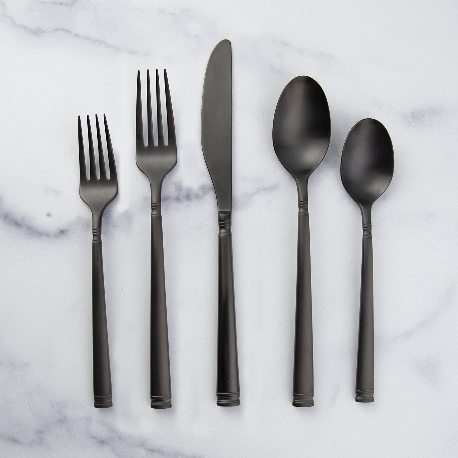 Emmy Black Satin 20 Piece Flatware Set
