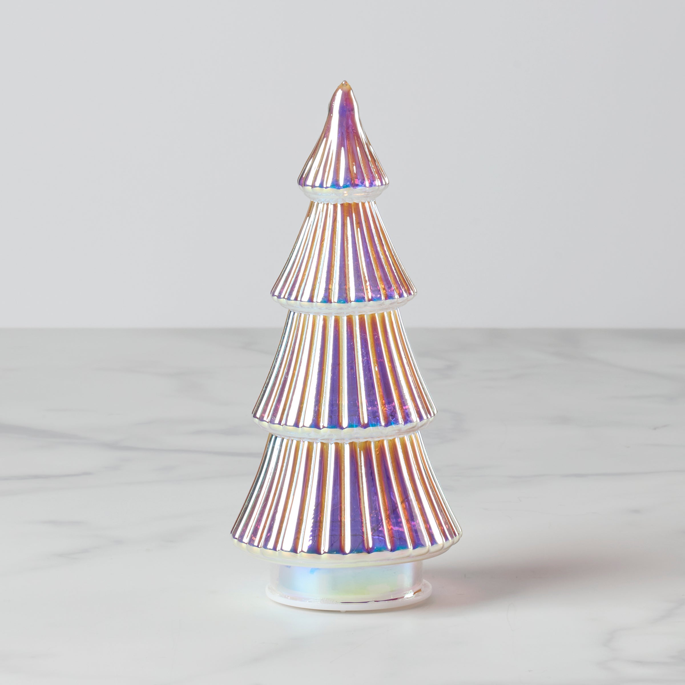 Alternative view of LED Lit Iridescent Glass Holiday Tree
