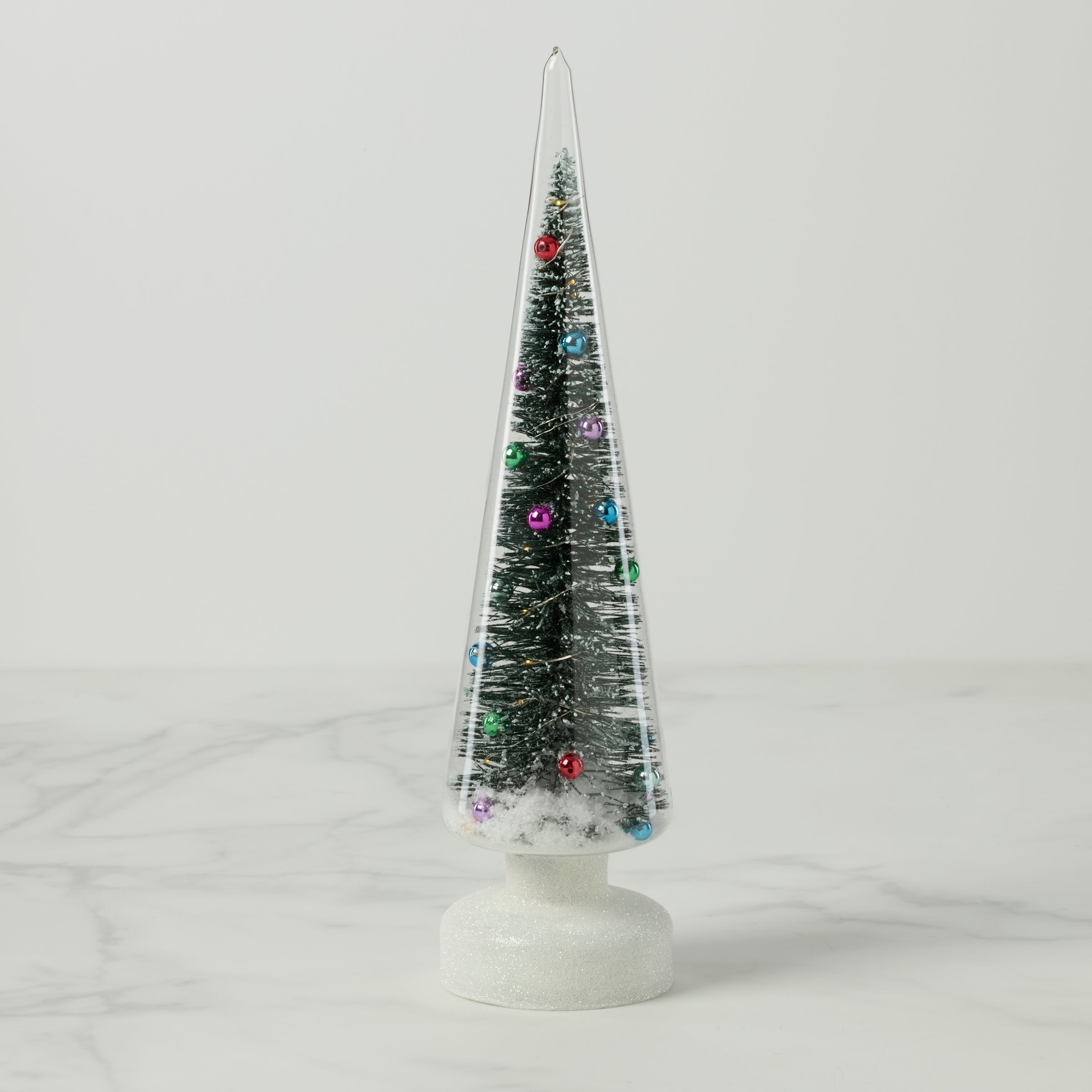 Alternative view of Snowy Wonderland Led Lit Brush Tree In Glass