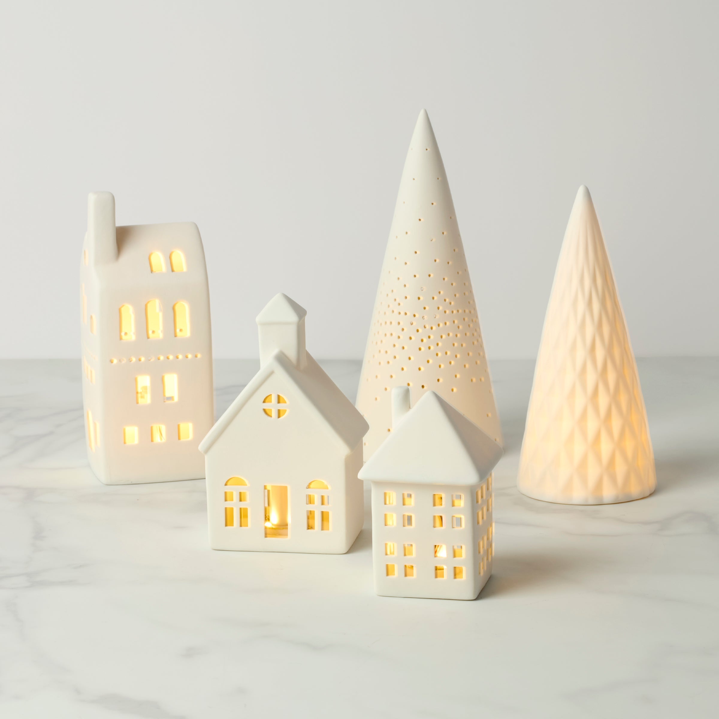 Illuminated Modern Village 5 Piece Set
