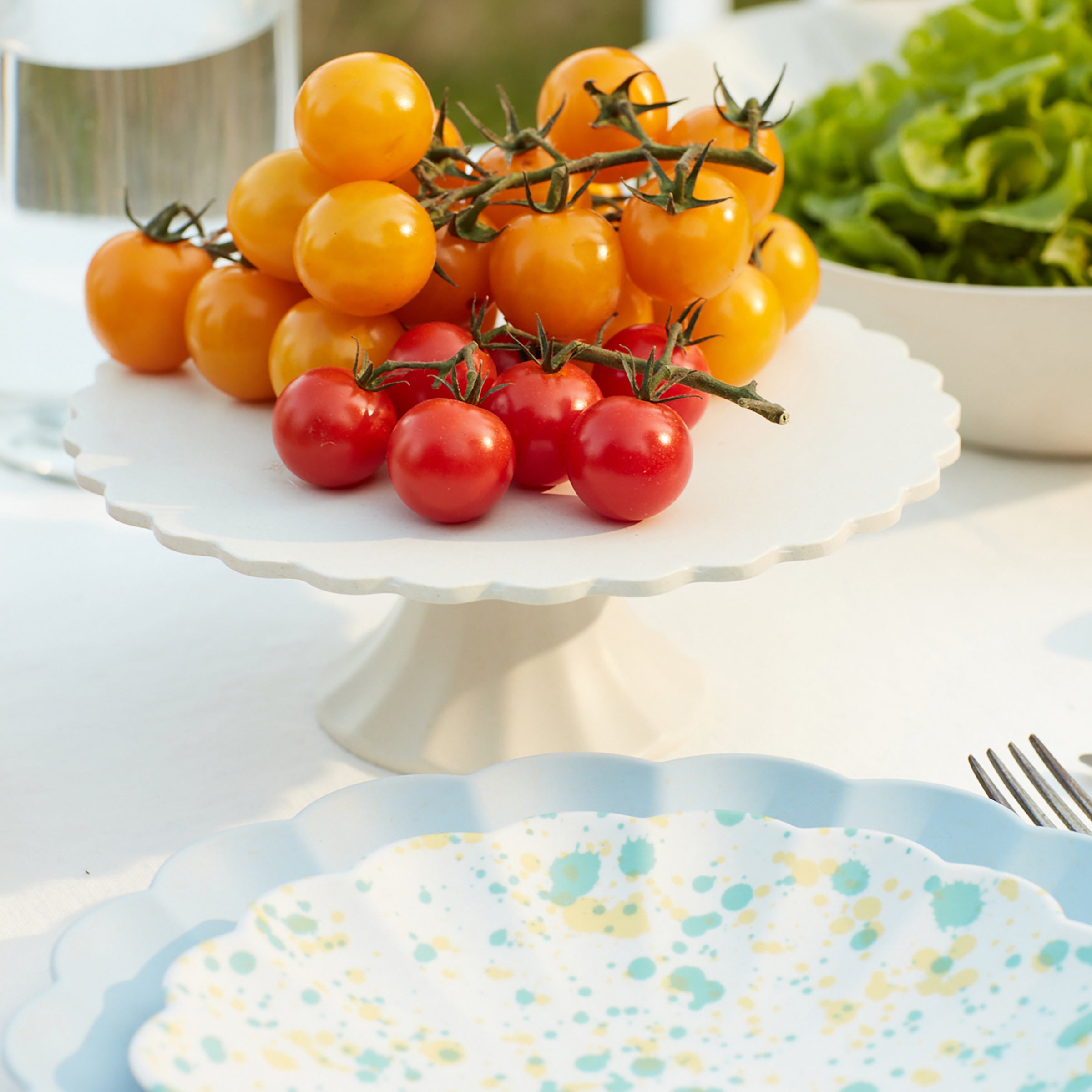 Alternative view of Small Reusable Bamboo Cake Stand, Cream