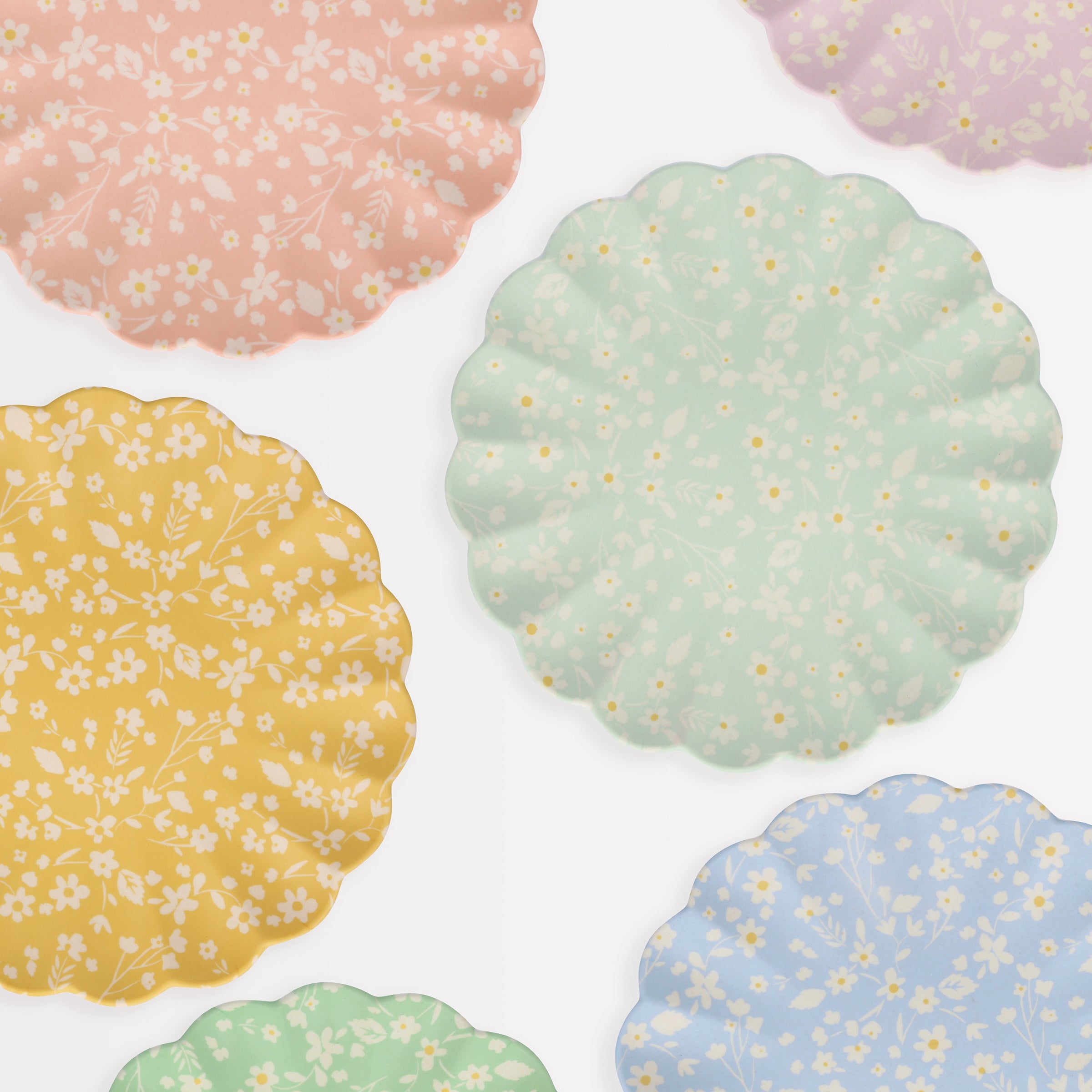 Alternative view of Floral Reusable Bamboo Large Plates, Set of 6