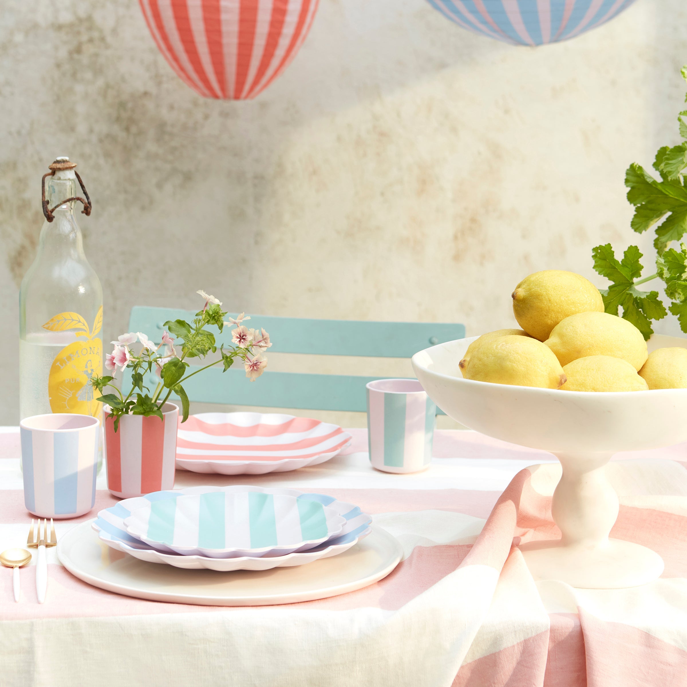 Stripy Reusable Bamboo Large Plates, Set of 6 - Image 6