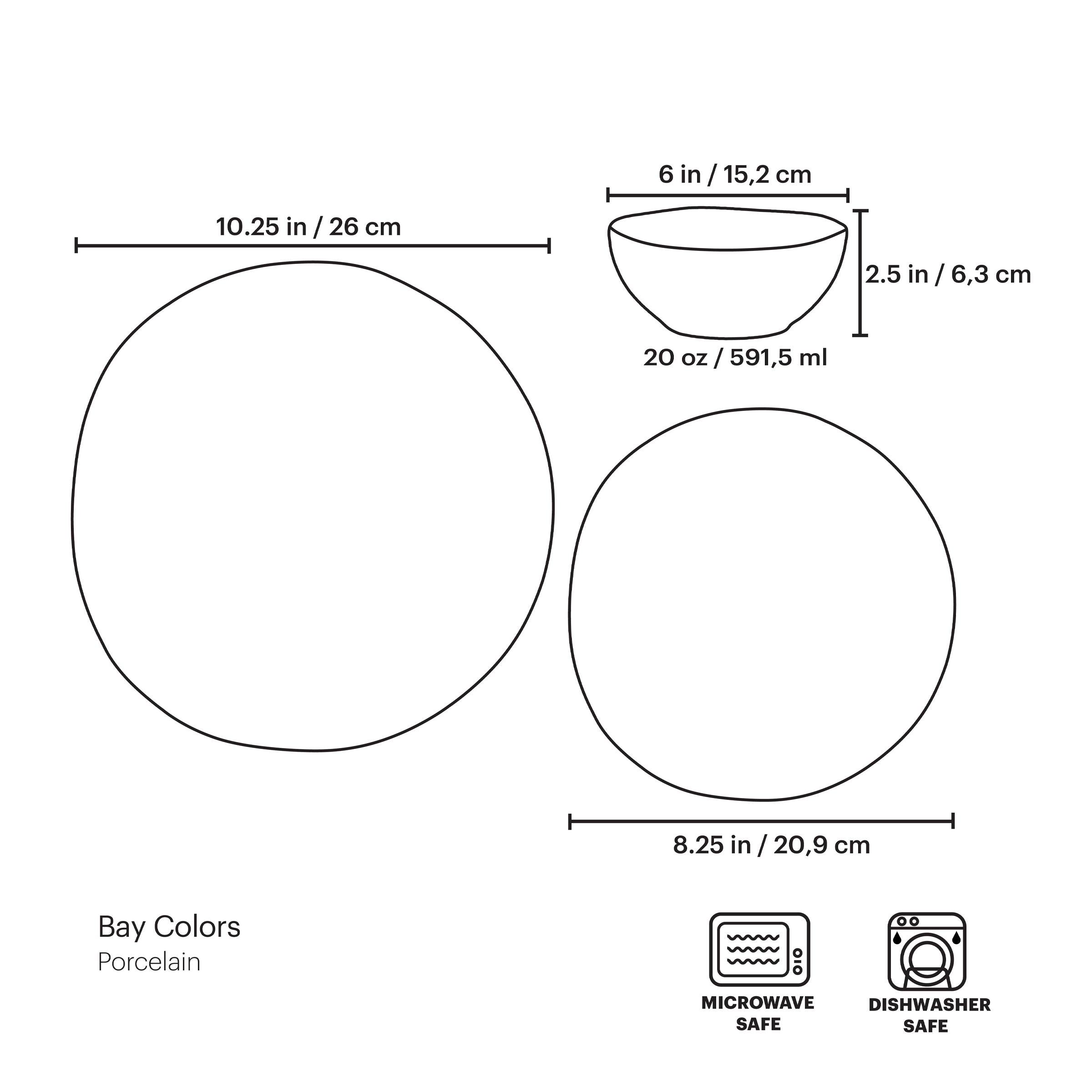 Bay Colors Grey 12 Piece Dinnerware Set - Image 4