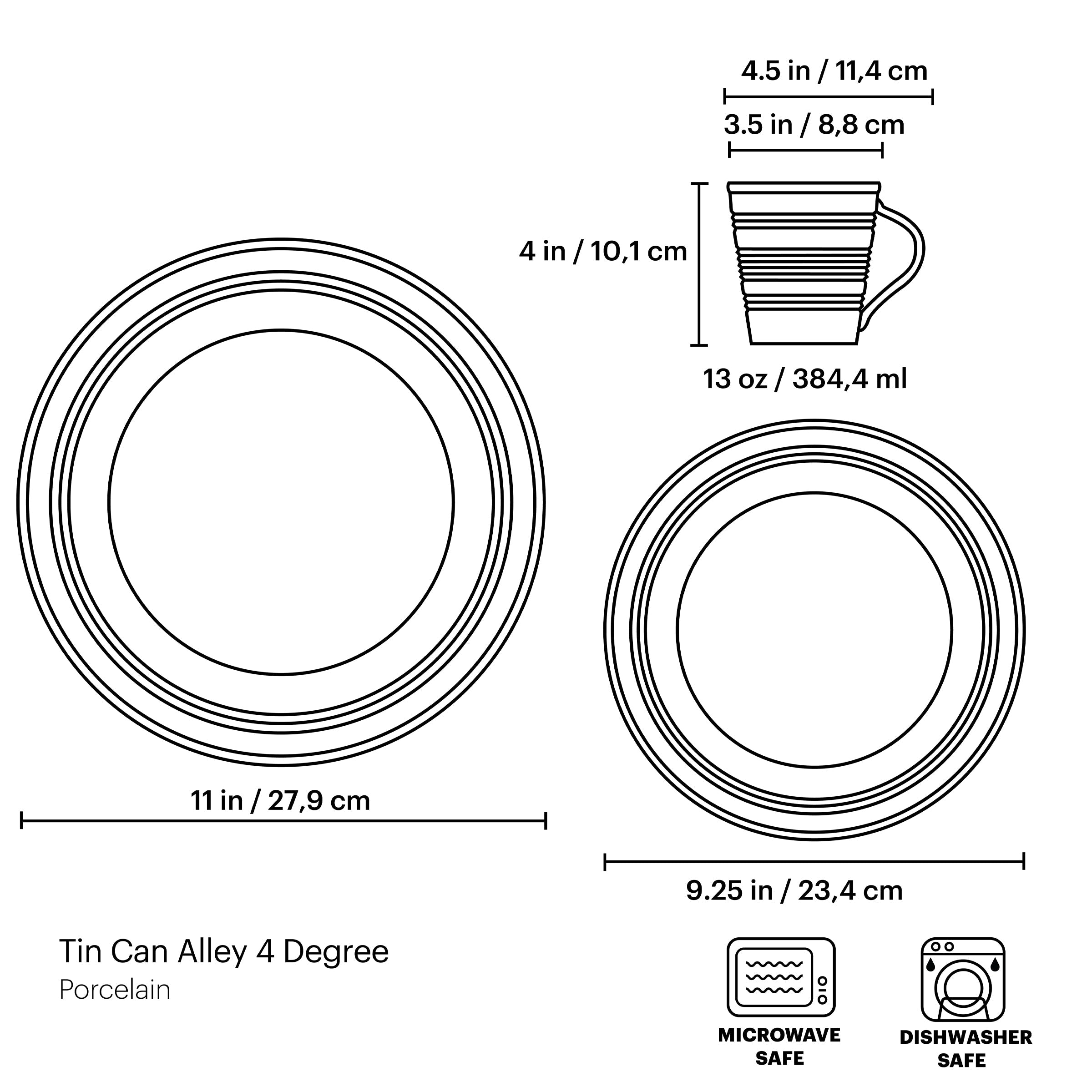 Alternative view of Tin Can Alley Four Degree 12 Piece Dinnerware Set