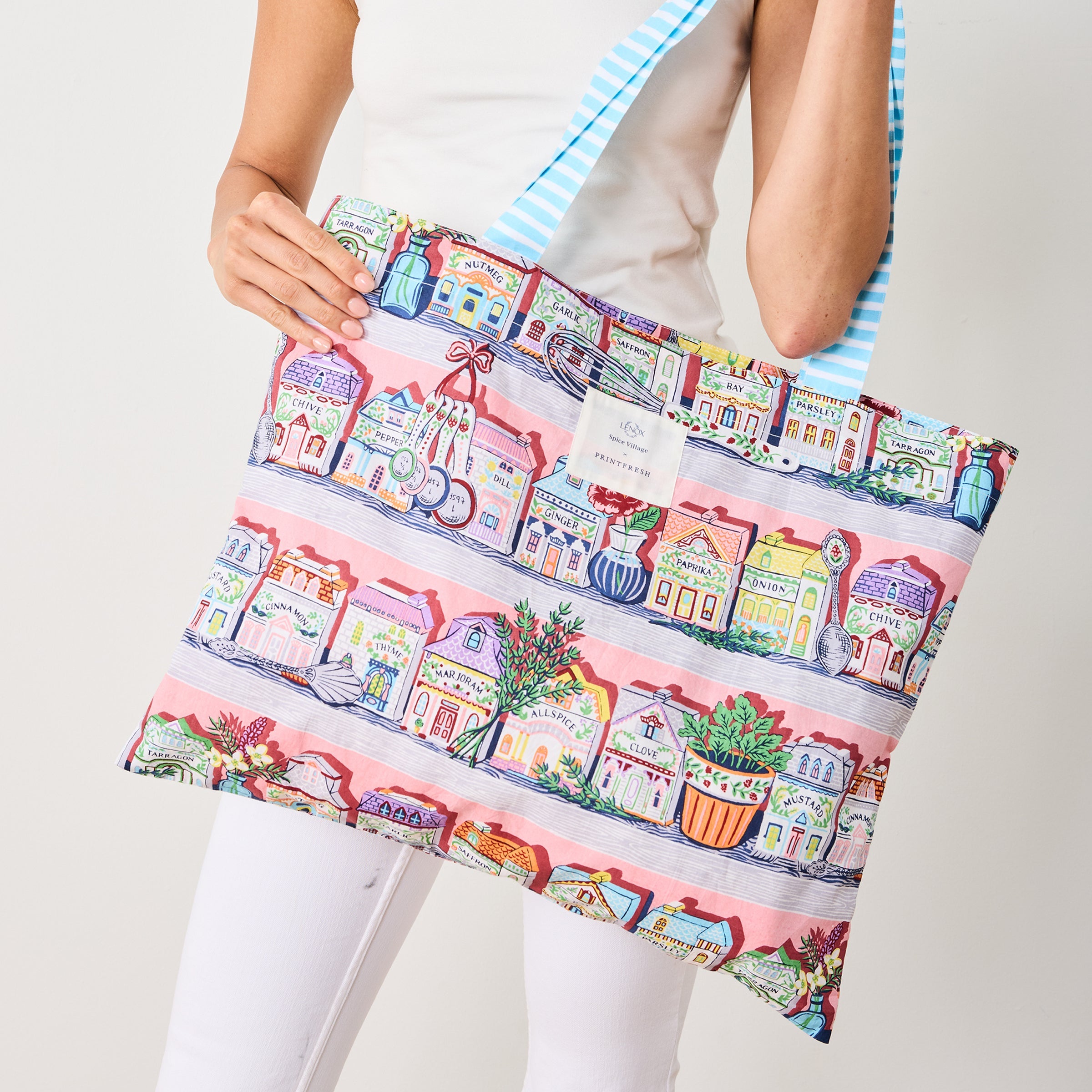 Alternative view of Lenox Spice Village x Printfresh On the Go Tote   Pink Kitchen