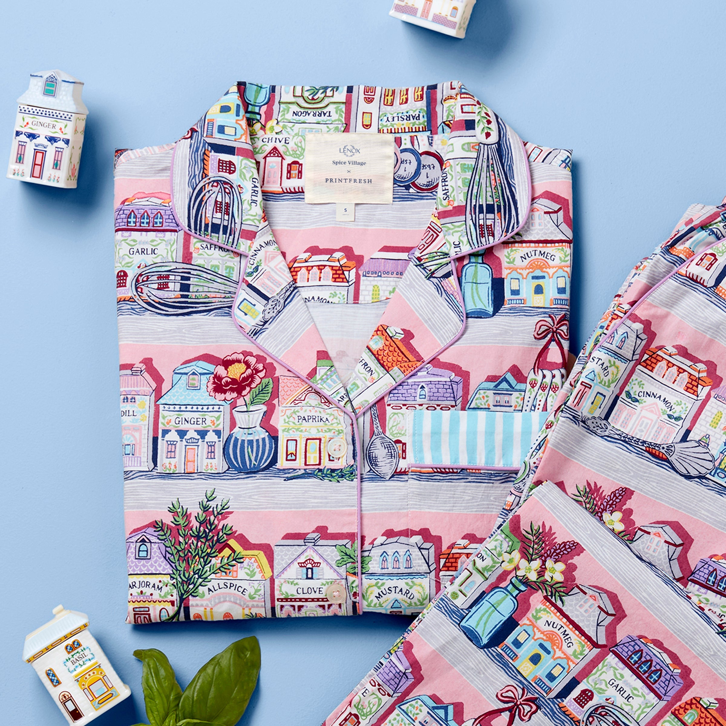 Alternative view of Lenox Spice Village x Printfresh Pink Kitchen Long PJ Set
