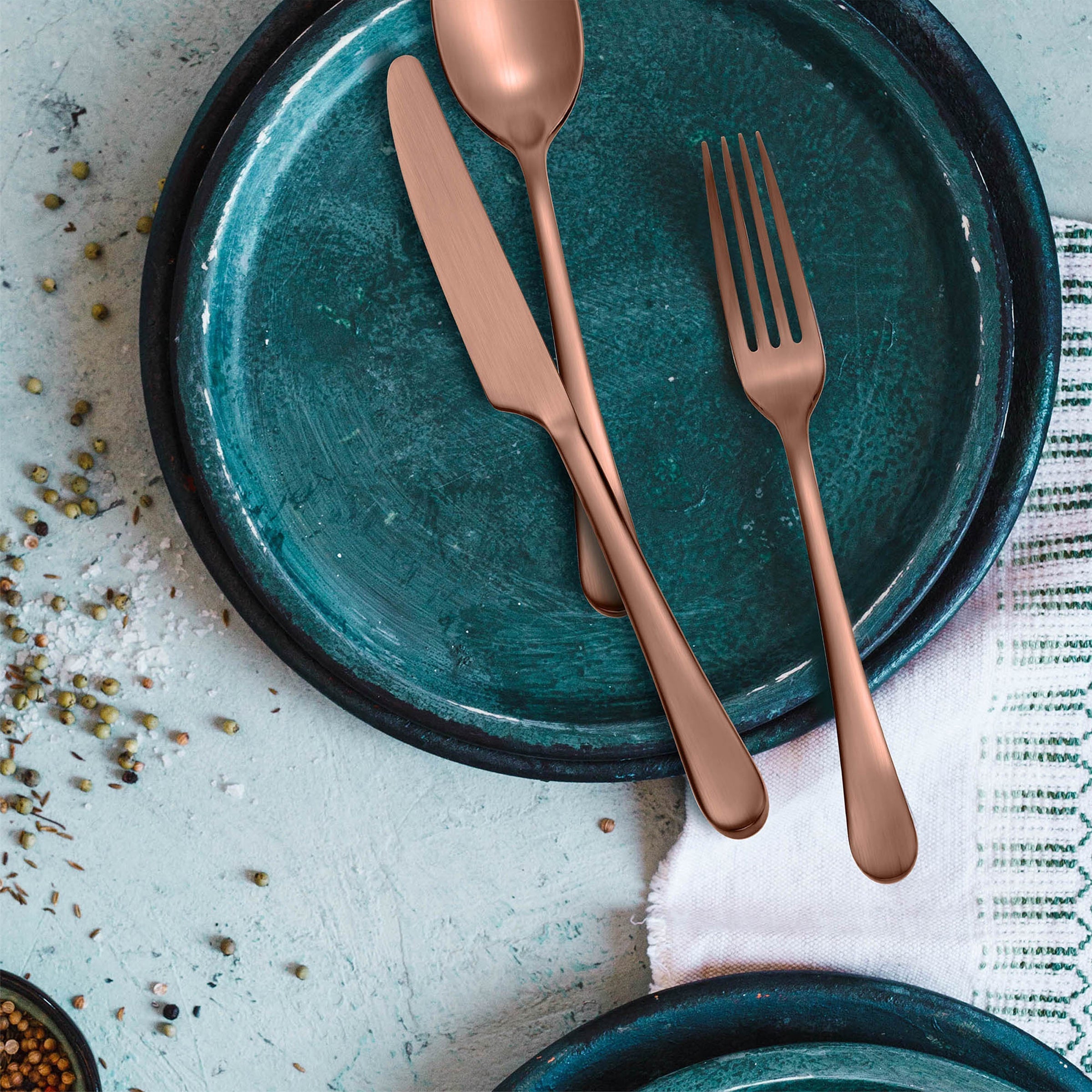 Alternative view of Mirabella Copper Titanium Satin 20 Piece Flatware Set