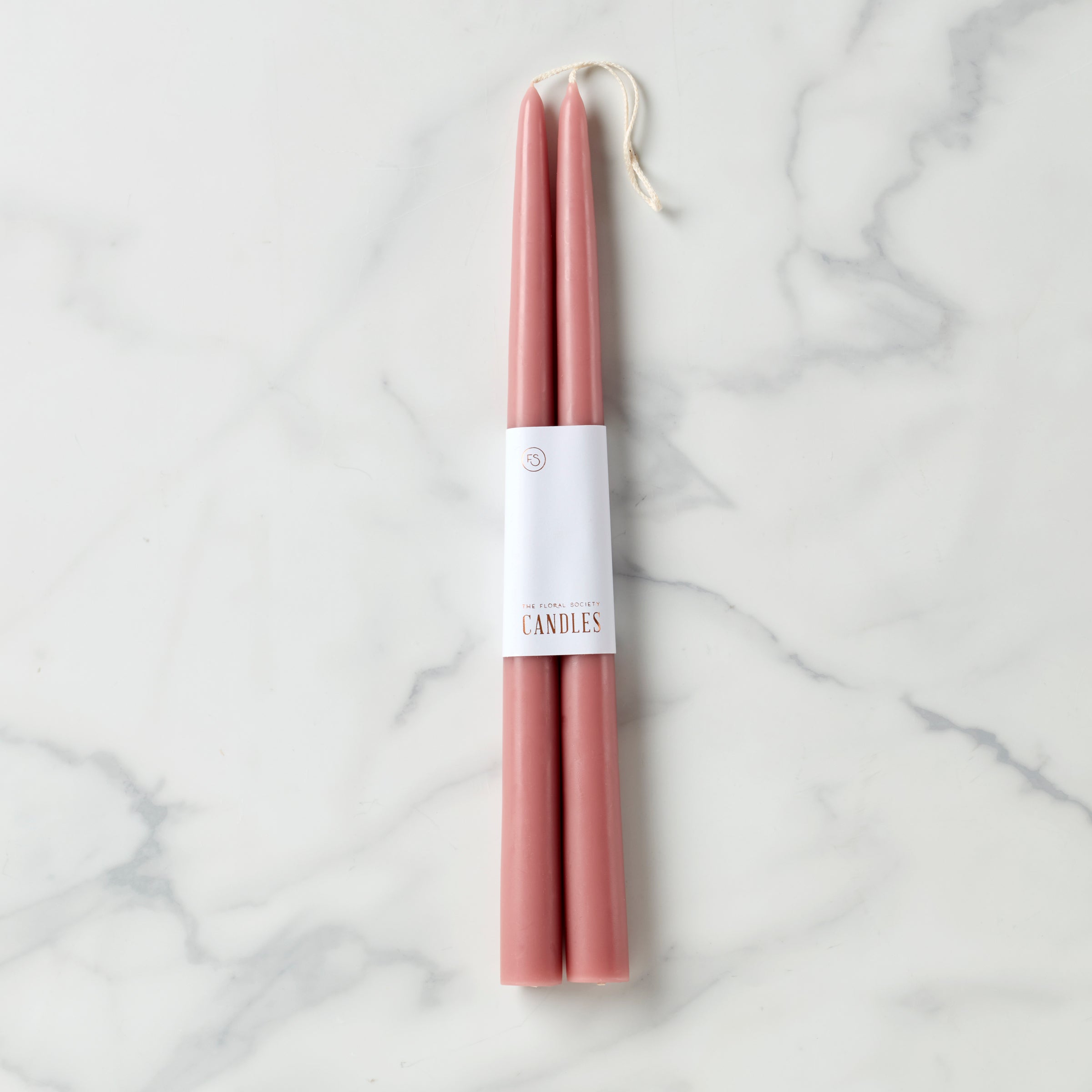 Dipped 12" Taper Candle Pair   Rose