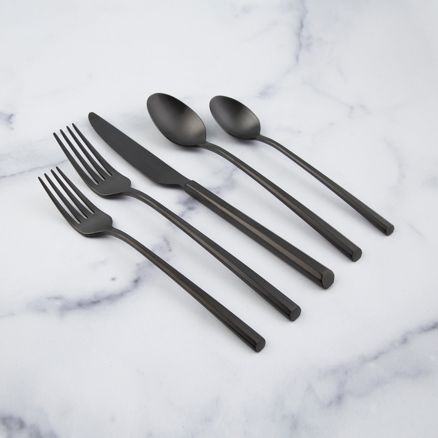 Isobel Black Satin 20 Piece Flatware Set