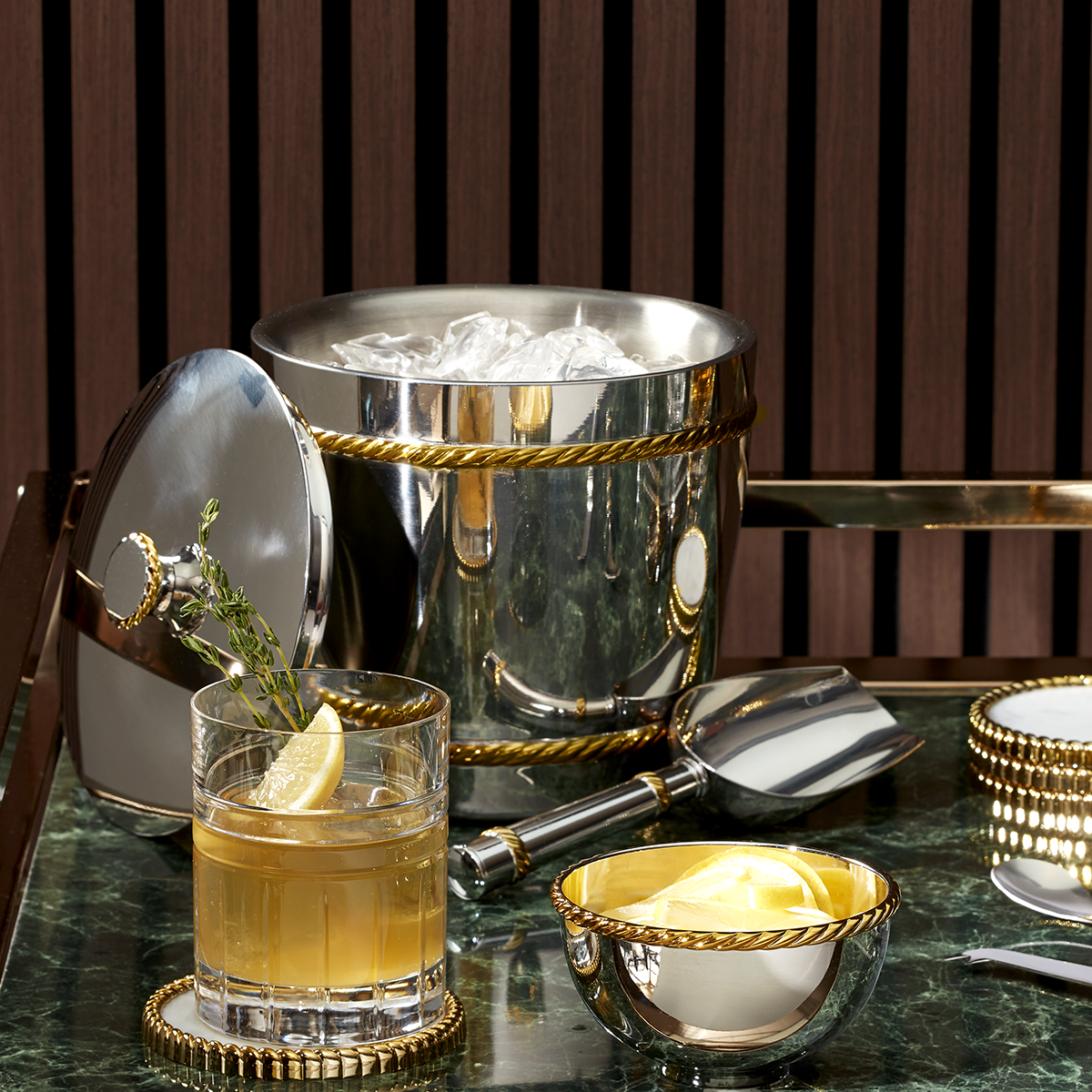 Alternative view of Roseland Ice Bucket & Tongs