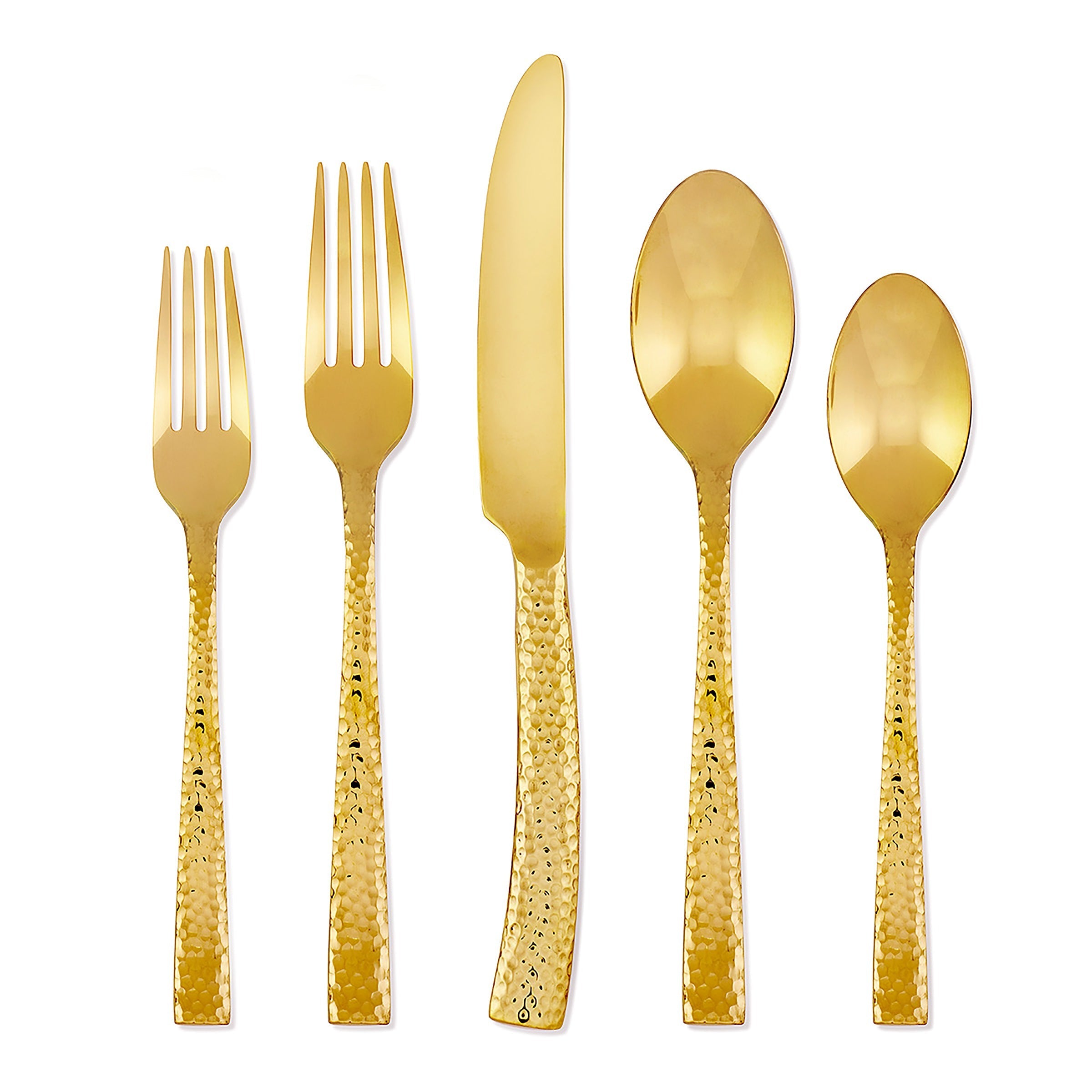 Paris Hammered Gold Titanium 20 Piece Flatware Set